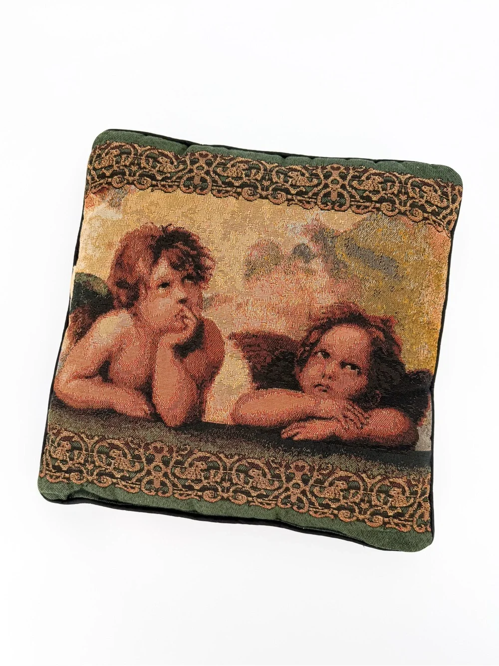 Vintage Raphael Cherubs Tapestry Throw Pillow Renaissance Angels
